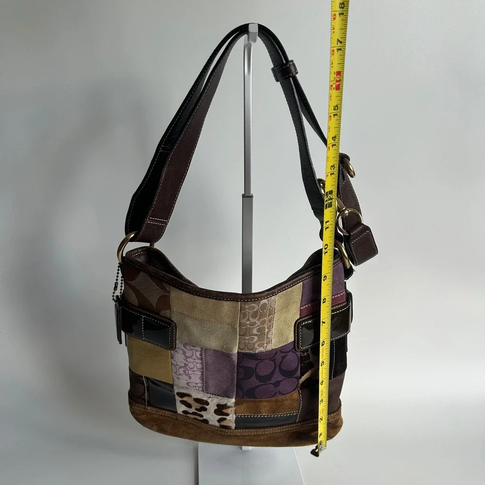 Coach Eva Holiday Patchwork Multi Mixed Leather Shoulder Bag 3573 Good